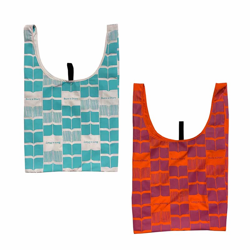 日記帳お買い物バッグ ホワイト/オレンジ